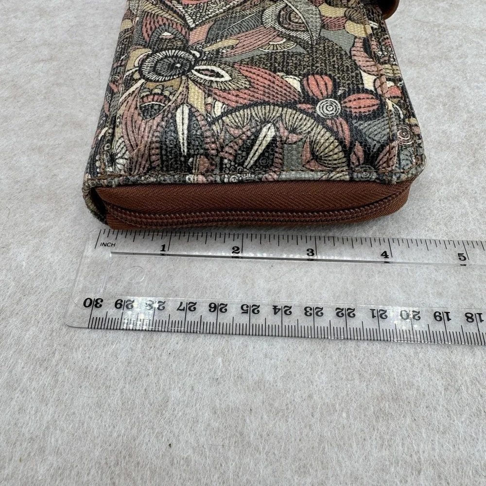 Sakroots Wallet Womens 8x4 Multicolor Zip-Around Floral Canvas‎ Faux Leather